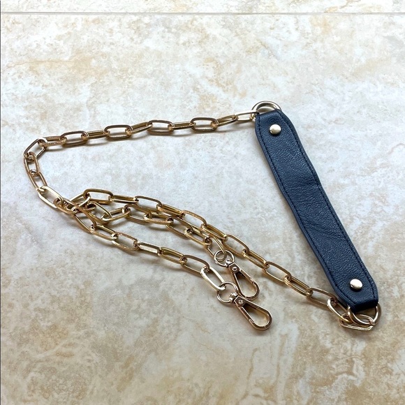 Replacement Strap Chain Crossbody Bag Black Gold Tone Shoulder Purse - Picture 3 of 10